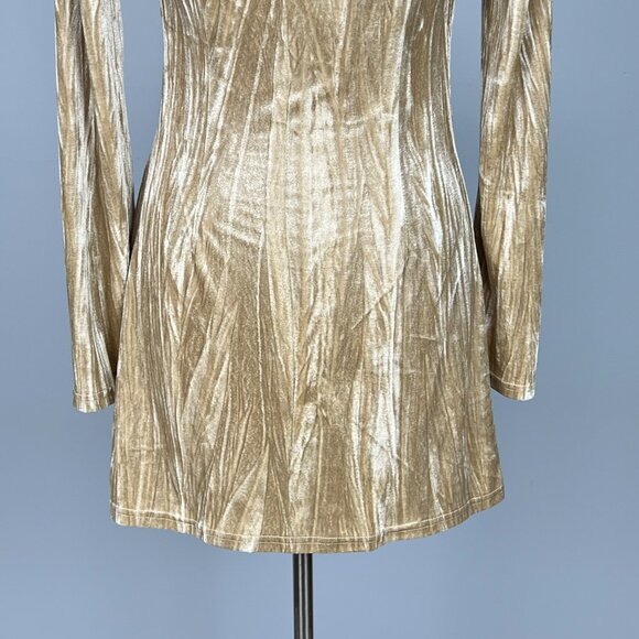Emory Park Womens Long Sleeve Mini Dress Front Cutout Velvety Tan size Small - Picture 10 of 14